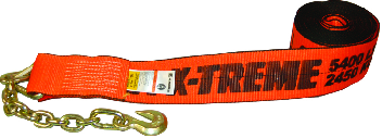 4" x 30' Premium Winch Strap with Chain Anchor