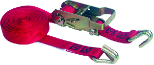 Heavy Duty Ratchet Strap Assembly 1" x 10' Strap with Wire Hooks