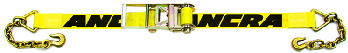 3" x 27' Ratchet Strap W/ Chain Anchors, Fixed end 18"