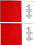 2 Red Cotton 18" x 18" Safety Flags with Holders