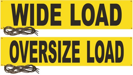 Double Sided Wide Oversize Load Banner w Grommets & Ropes 14" x 72"