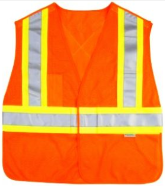 High Visibility Fluorescent Orange, Red Safety Vest