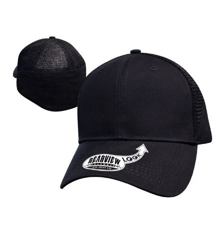 Rearview Mesh Black Cap, Blank