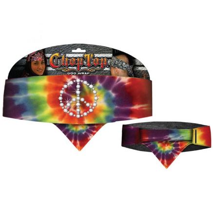 Chop Top Doo Wrap, Tie Dye Peace with Rhinestones