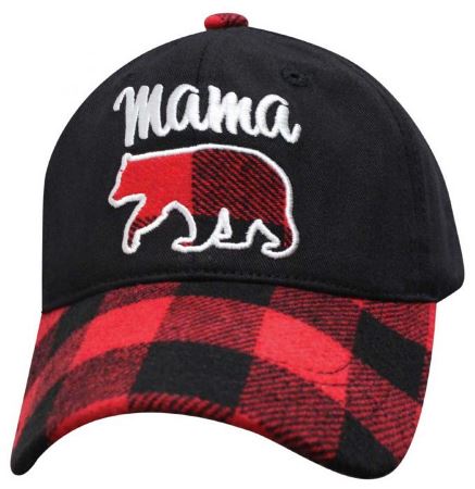 Bear Family Mama Bear Buffalo Plaid Cap