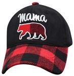 Bear Family Mama Bear Buffalo Plaid Cap