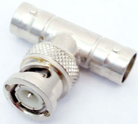 BNC T Connector Double Female to Single Male