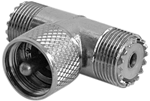 T Connector 1 Male UHF to 2 Female UHF