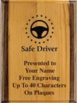 Safe Driving Award Plaque, Alder Wood