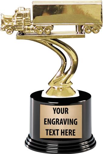 Safe Driving Trophy, Black Base, Pistons with Truck