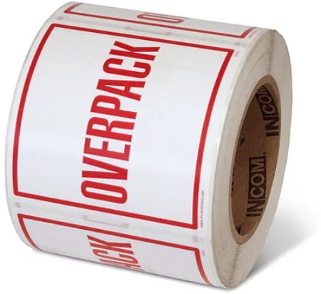 OVERPACK 4" x 4" Handling Label 500ct Roll