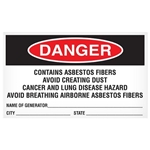 Abatement Labels, Contains Asbestos Fibers Avoid Creating Dust