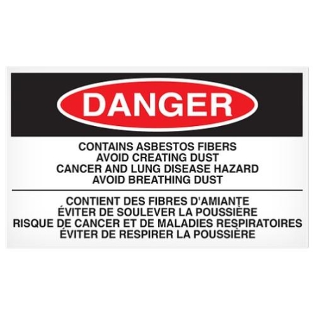 Abatement Labels, Contains Asbestos Fibers English French