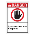 ANSI Safety Sign, Danger Construction Area Keep Out