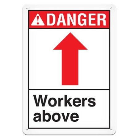 ANSI Safety Sign, Danger Workers Above