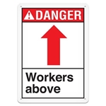 ANSI Safety Sign, Danger Workers Above