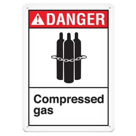 ANSI Safety Sign, Danger Compressed Gas