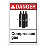 ANSI Safety Sign, Danger Compressed Gas