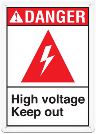 ANSI Safety Sign, Danger High Voltage Keep Out