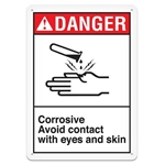 ANSI Safety Sign, Danger Corrosive Avoid Contact With Eyes And Skin