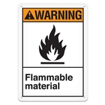 ANSI Safety Sign, Warning Flammable Material