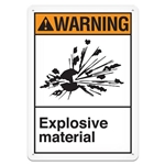 ANSI Safety Sign, Warning Explosive Material