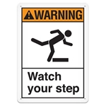 ANSI Safety Sign, Warning Watch Your Step