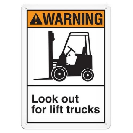 ANSI Safety Sign, Warning Look Out For Lift Trucks