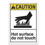 ANSI Safety Sign, Caution Hot Surface Do Not Touch