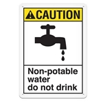 ANSI Safety Sign, Caution Non-potable Water Do Not Drink