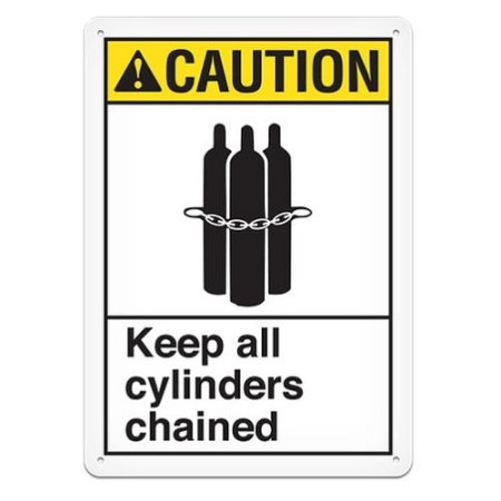 ANSI Safety Sign, Caution Keep All Cylinders Chained
