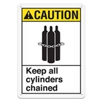 ANSI Safety Sign, Caution Keep All Cylinders Chained