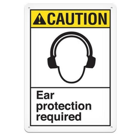 ANSI Safety Sign, Caution Ear Protection Required