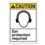 ANSI Safety Sign, Caution Ear Protection Required