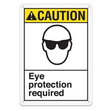 ANSI Safety Sign, Caution Eye Protection Required