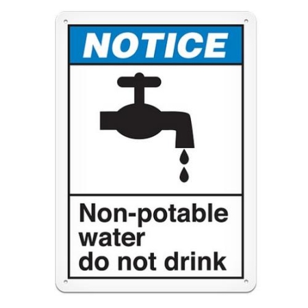 ANSI Safety Sign, Notice Non-potable Water Do Not Drink