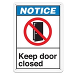 ANSI Safety Sign, Notice Keep Door Closed