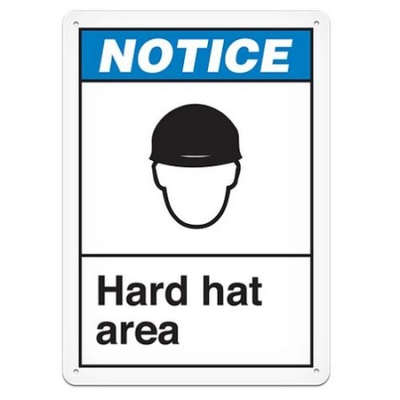 ANSI Safety Sign, Notice Hard Hat Area