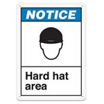 ANSI Safety Sign, Notice Hard Hat Area