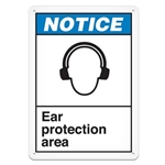 ANSI Safety Sign, Notice Ear Protection Area