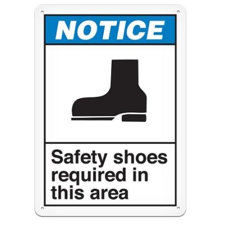 ANSI Safety Sign, Notice Safety Shoes Required In This Area