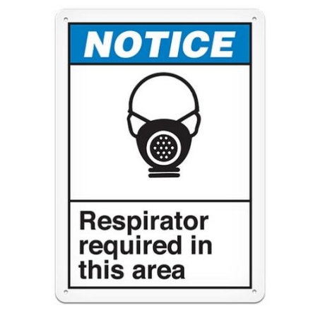 ANSI Safety Sign, Notice Respirator Required In This Area