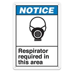 ANSI Safety Sign, Notice Respirator Required In This Area