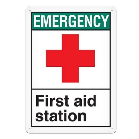 ANSI Safety Sign, Emergency First Aid Station