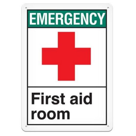 ANSI Safety Sign, Emergency First Aid Room