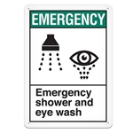 ANSI Safety Sign, Emergency Emergency Shower And Eye Wash