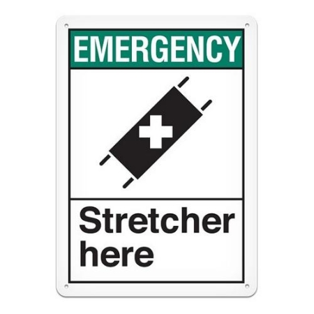 ANSI Safety Sign, Emergency Stretcher Here