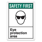 ANSI Safety Sign, Safety First Eye Protection Area