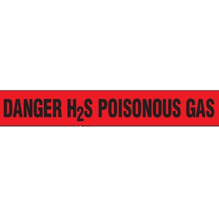Barricade Tape, Danger H2S Poisonous Gas, Value Grade