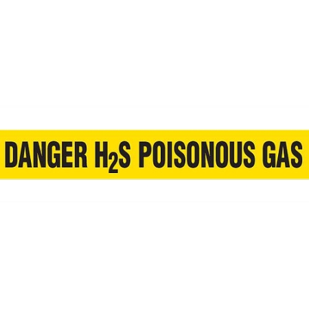 Barricade Tape, Danger H2S Poisonous Gas, Yellow, Contractor Grade